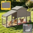 Large Wooden Chicken Coop with Run and Wheels