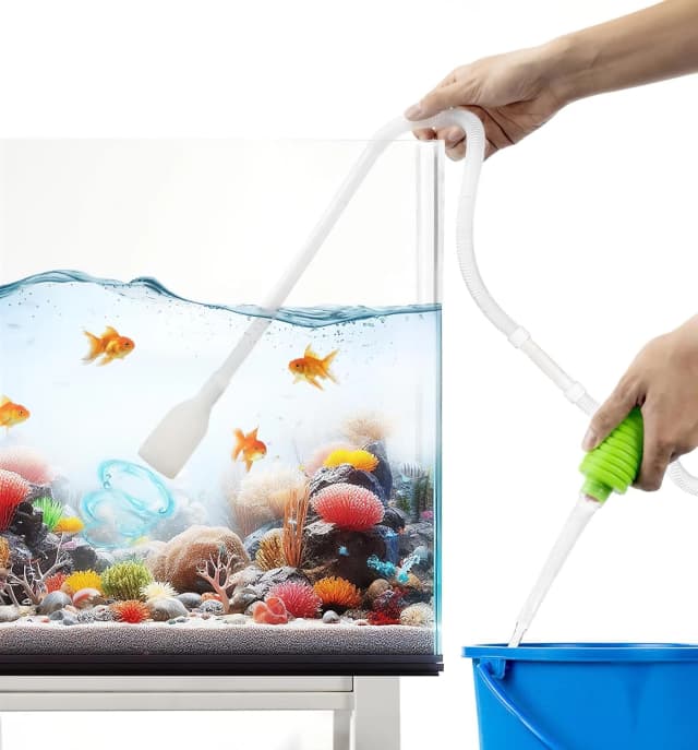 Fish Tank Cleaner - Turtle Tank Accessories - Gravel Vacuum for Aquarium - Hand Siphon Hose to Remove and