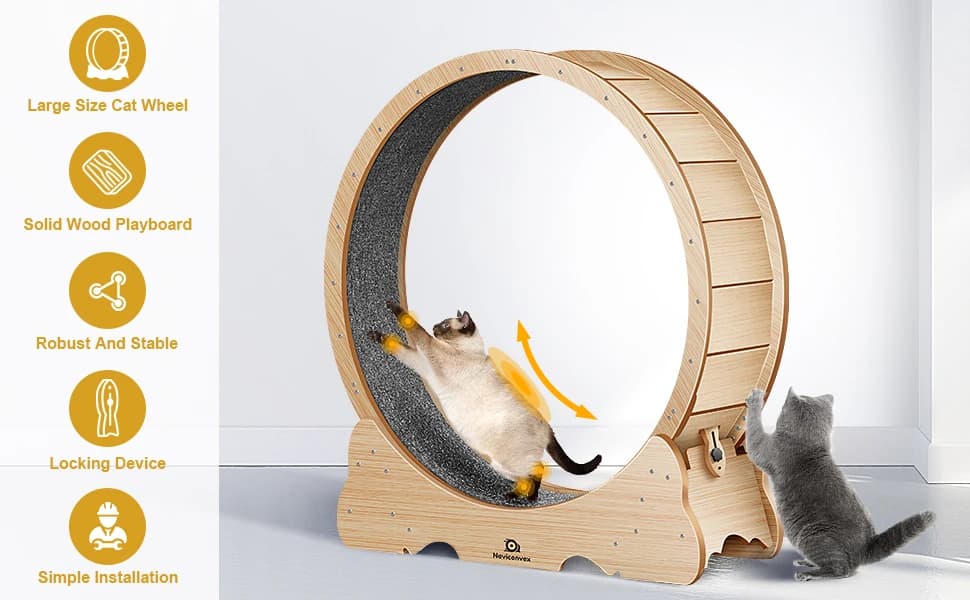 Cat Wheel — 46" XL Large Exercise Running Wheels with Detachable Carpet for Indoor Cats — product details
