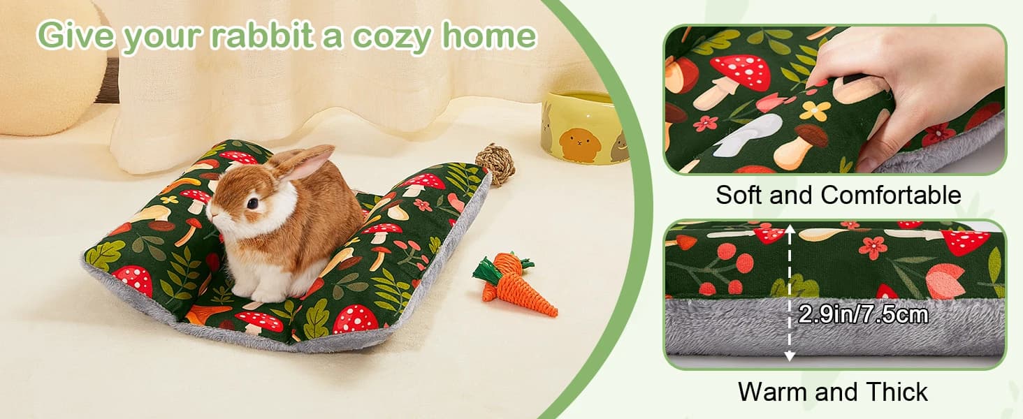 15"x14" Soft Plush Rabbit Bed Washable Cuddle Mat for Small Pets — product details