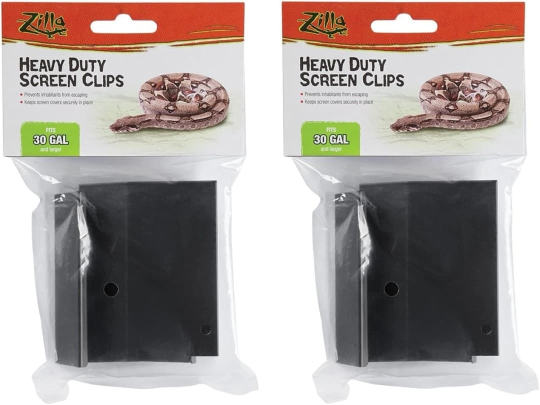 (2 Pack) Reptile Terrarium Covers Heavty Duty Screen Clips — Large 30Gallon or Larger