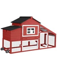 Large Chicken Coop on Wheels Mobile Wooden Hen House Weatherproof Duck Poultry Cage 67.3" L for 6-8 Chickens — collection imagery