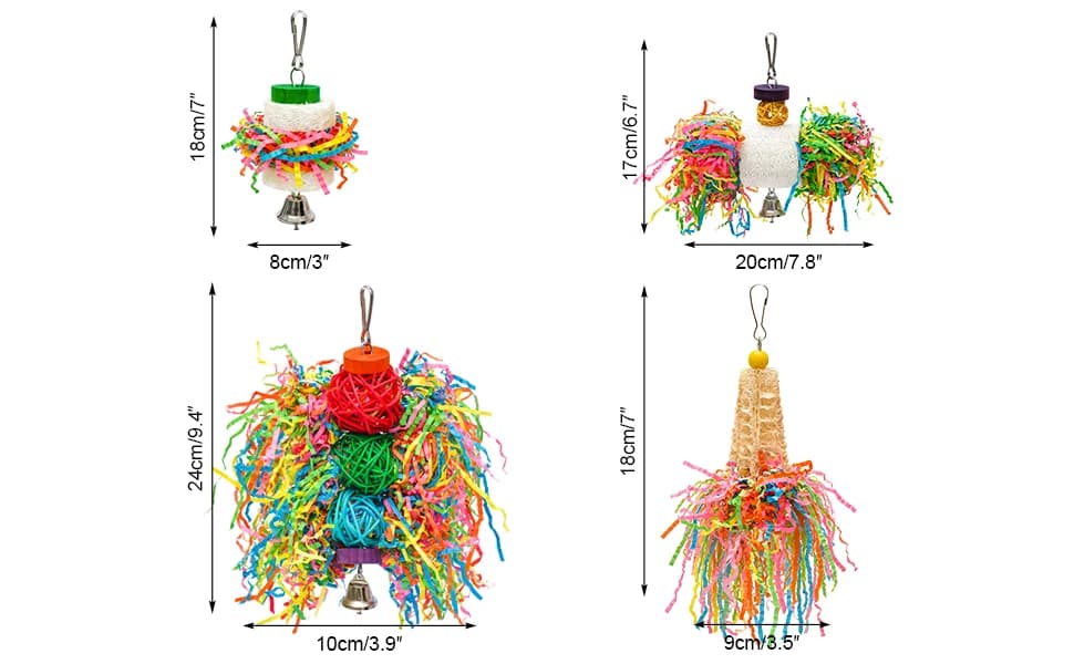 4PCS Bird Parrot Foraging Toys Parakeet Chewing Hanging Toy Shredded Paper Cage Accessories for Small Parrots — product details