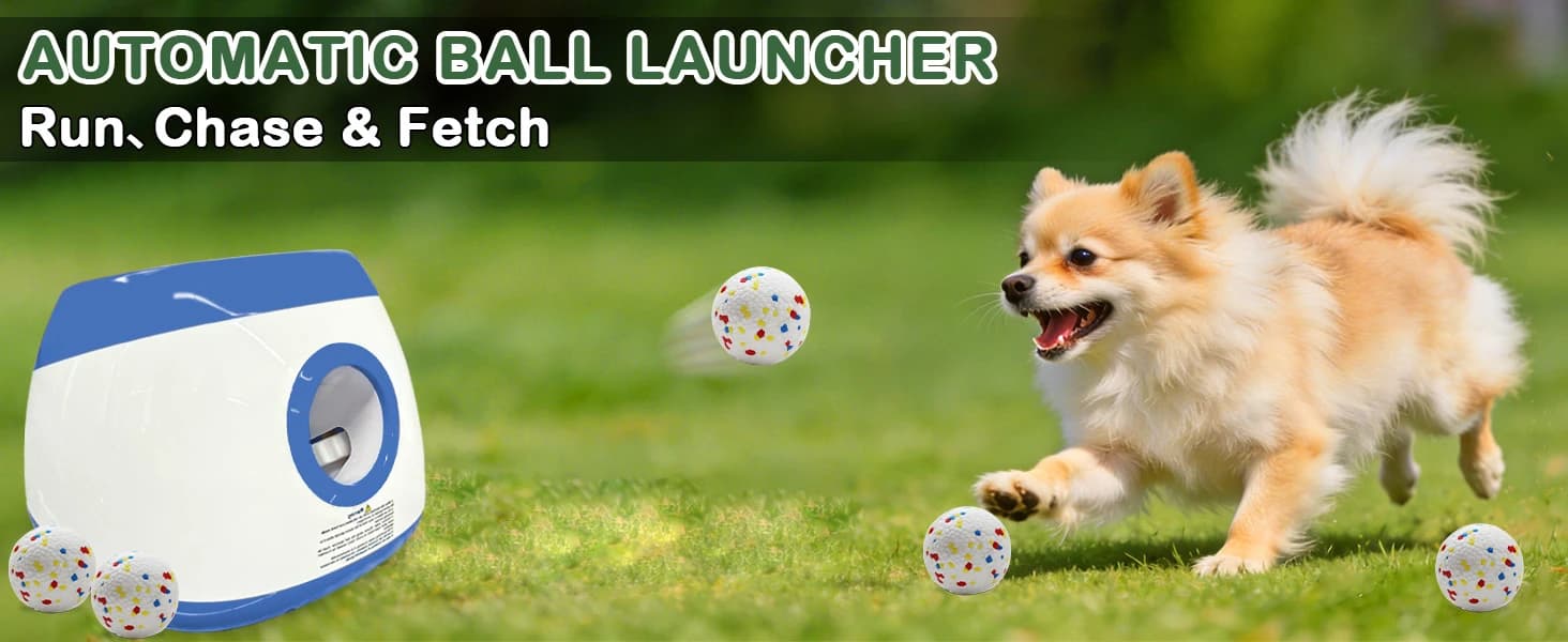 Automatic Ball Launcher for Dogs Large- 3 Distance Settings (40/60/80FT) w/Remote Control | 2.5" ETPU Tennis — Meet this dog toy!