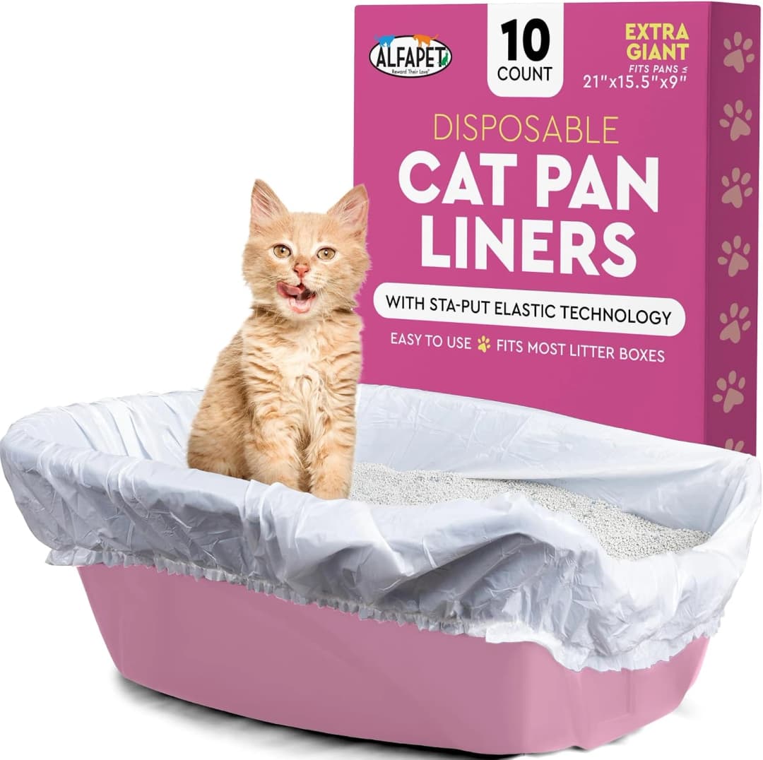 Elastic Cat Litter Box Liners - Extra Giant 10 Count - Tear-Resistant Cat Litter Bags - Waterproof Kitty Litter