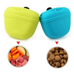 Silicone Dog Treat Pouch-Small Training Bag-Portable Dog Treat Bag for Leash with Magnetic Closure and Waist — With 2PCS, you could put dry and moist treat separately.