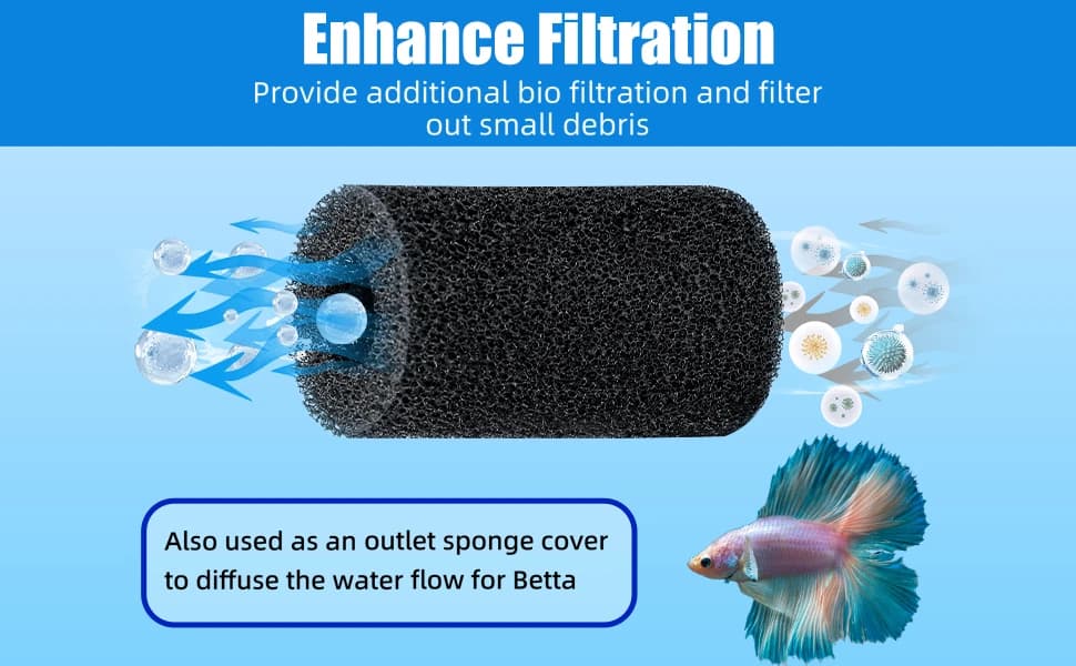 6-Pack Pre-Filter Sponge for Aquarium Shrimp Fry Fish Tank Filter 0.8” Intake — product details