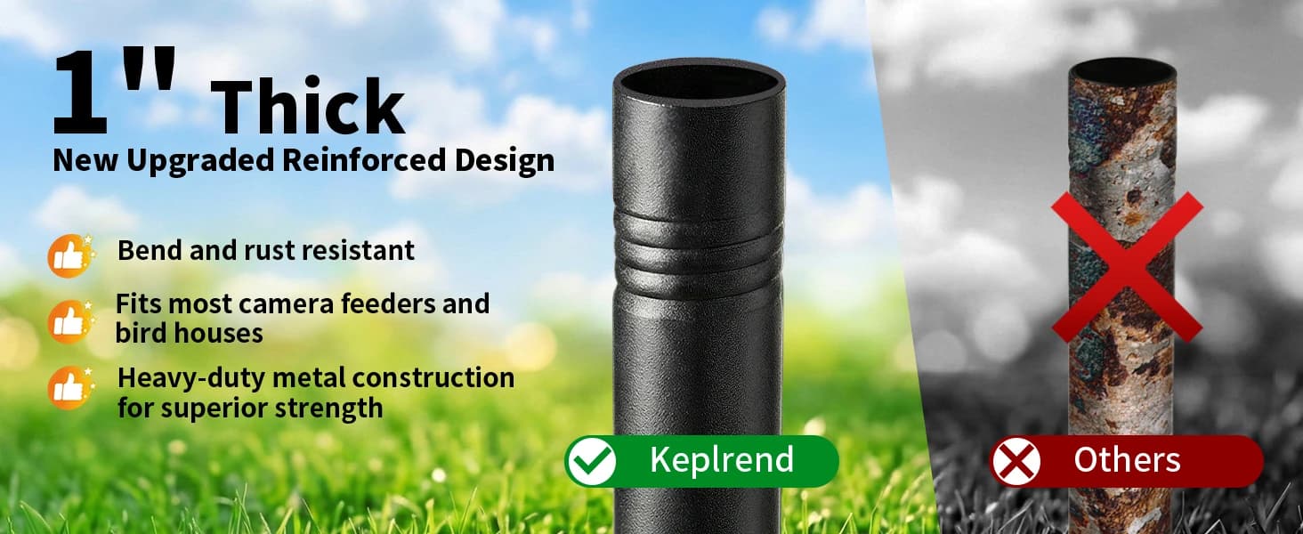 Heavy Duty Bird Feeder Pole - 109 Inch Adjustable 1 Inch Metal Bird House Pole with 14” Deep Auger Base | — Why Choose ?