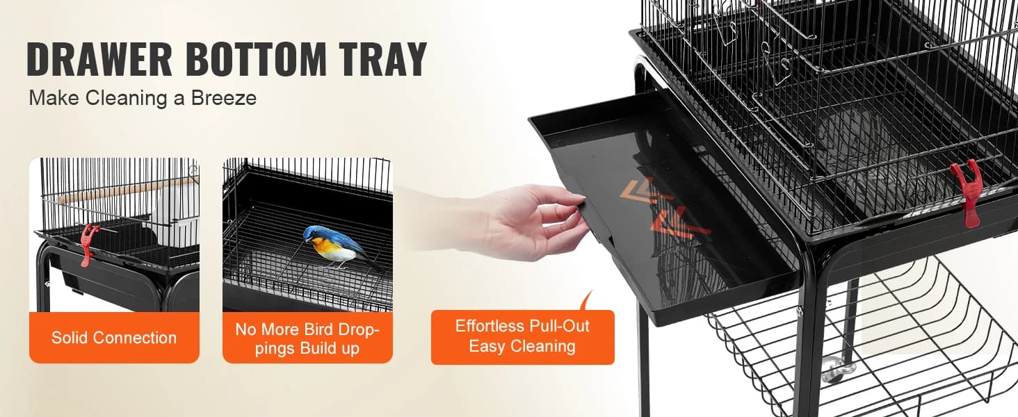 64-inch Open Top Large Parrot Bird Cage with Detachable Rolling Stand for Parakeets Finches Canaries Lovebirds — product details