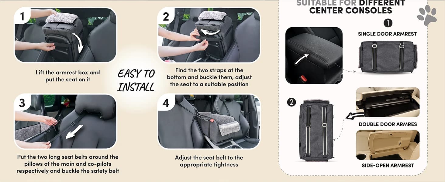 Center Console Dog Car Seat for Small Pets to 11lbs — product details