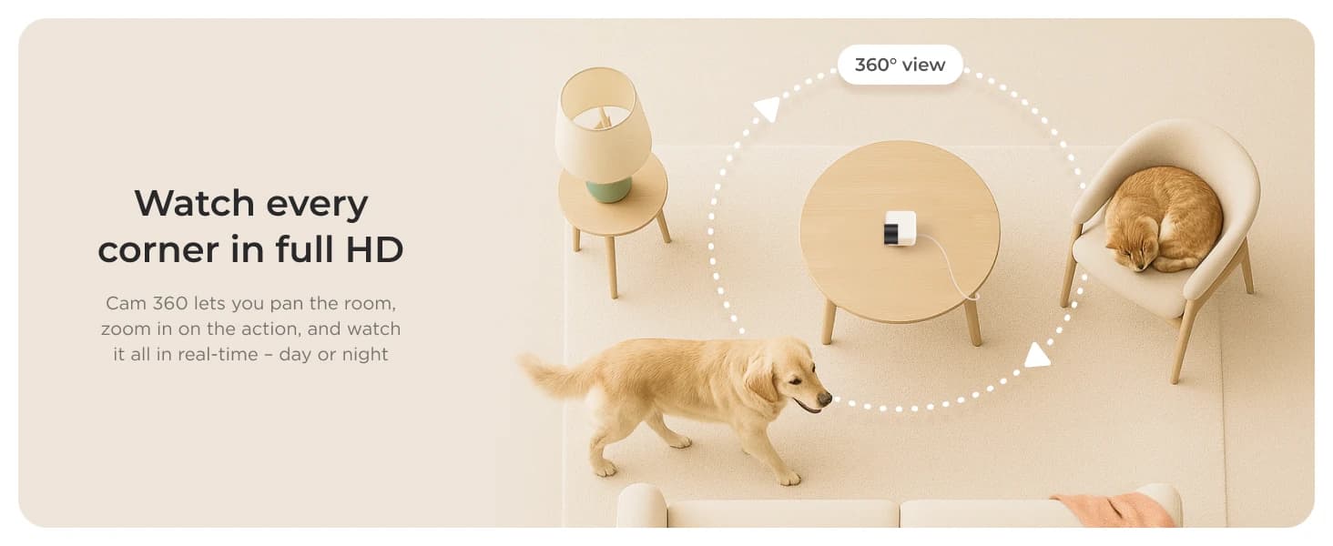 Cam 360 – Wi-Fi Pan-Tilt Pet Security Camera with App — product details