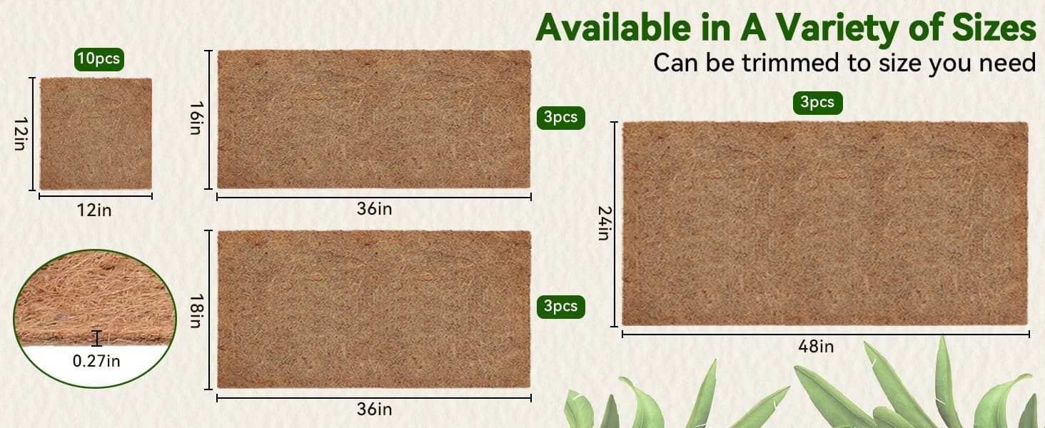 10 Pcs Reptile Carpet 12x12 Inch Coconut Fiber Mat for Tank Bedding โ product details