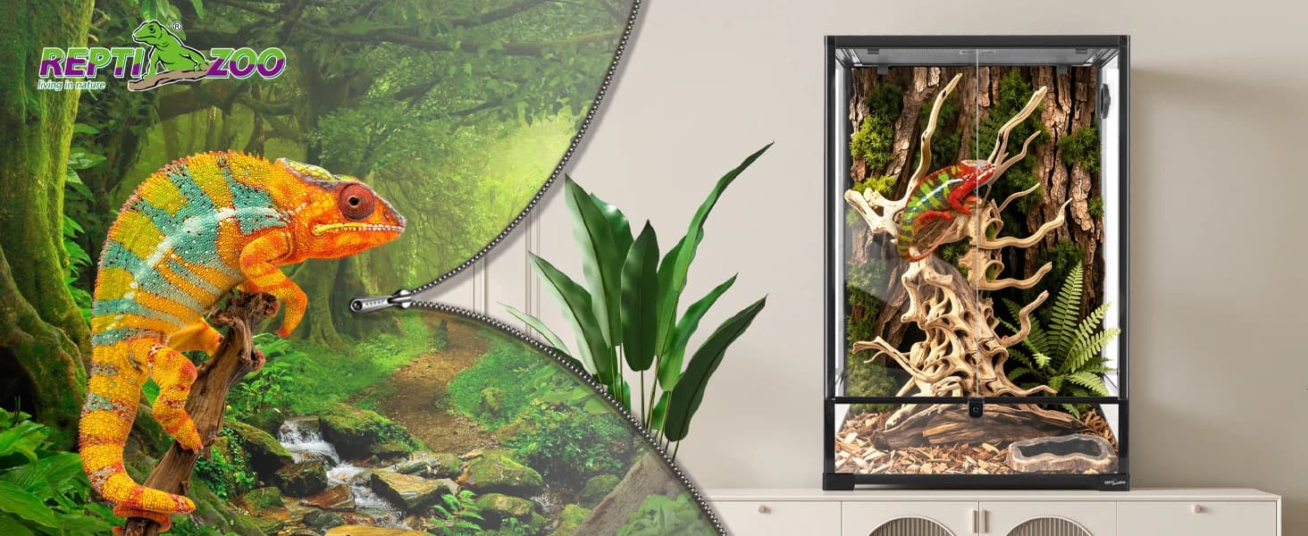 24" x 18" x 36" Reptile Tall Glass Terrarium Rainforest Habitat Double Hinge Door with Screen Ventilation 67 — product details