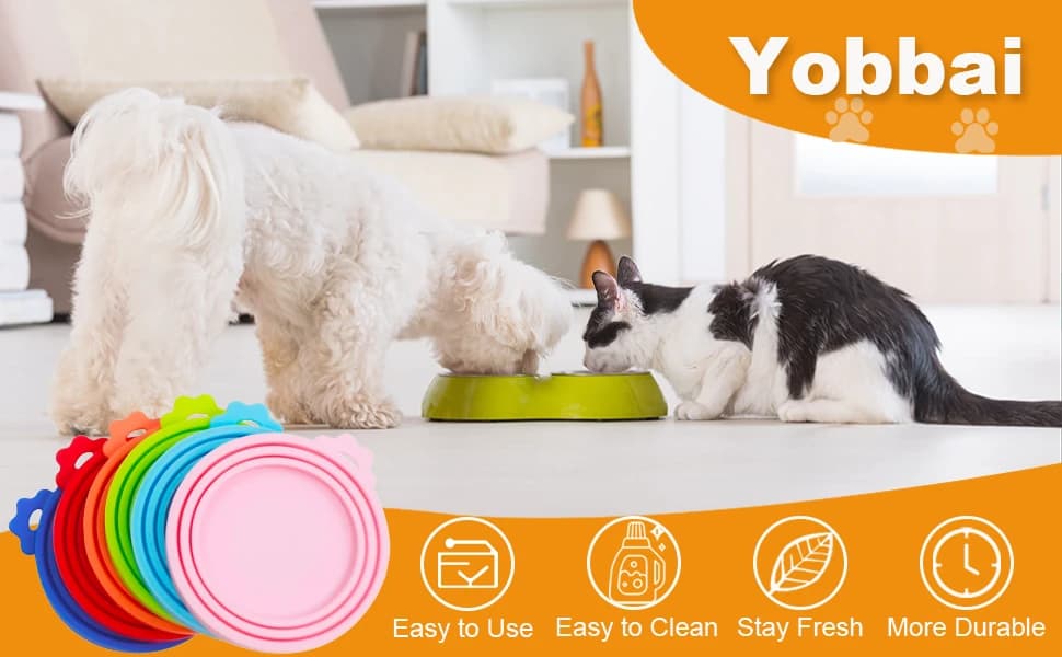 6 packs Pet Food Can Lids — Food Safe BPA-Free and Dishwasher Safe — 3-in-1 Silicone Pet Food Can Lids: Made for Universal Fit on Most Standard-sized Cans