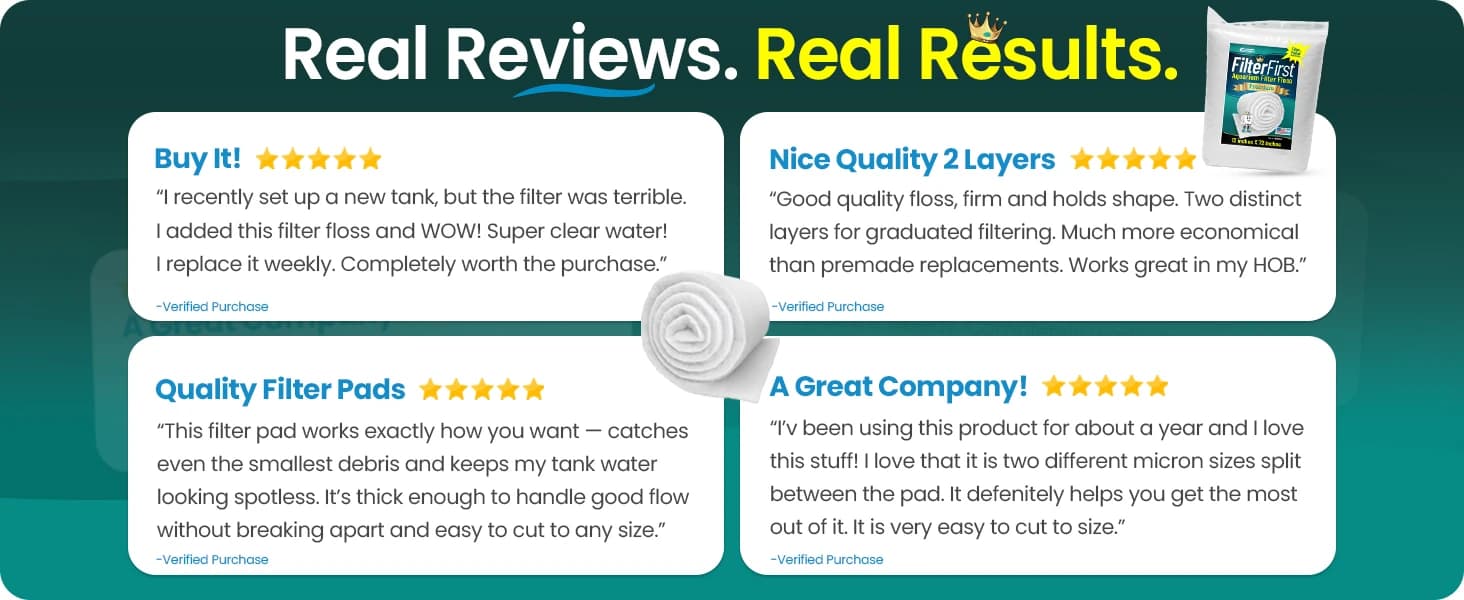 Aquarium Filter Floss for Fish Tank Filters - FilterFirst Aquarium Filter Pad - Media Roll for Crystal Clear Water — See Why Thousands of Aquarists Love Our Products!