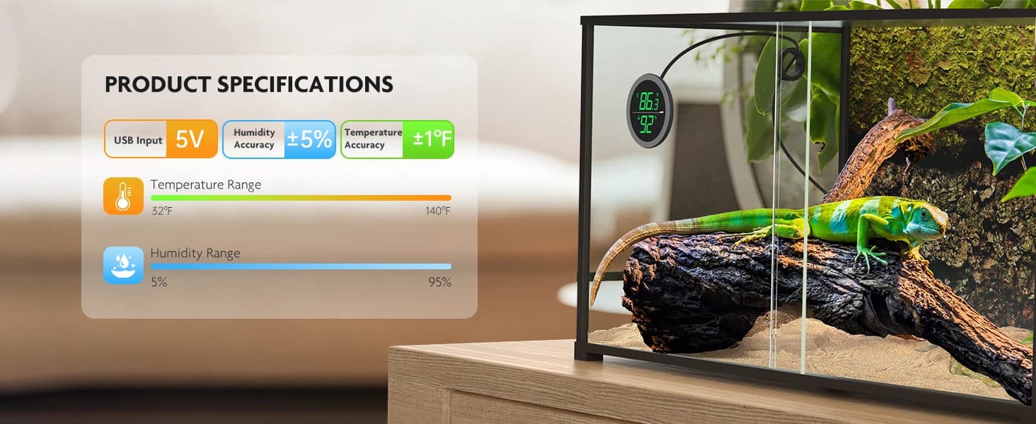 Real-time Display LED Digital Reptile Thermometer and Humidity Gauge — product details