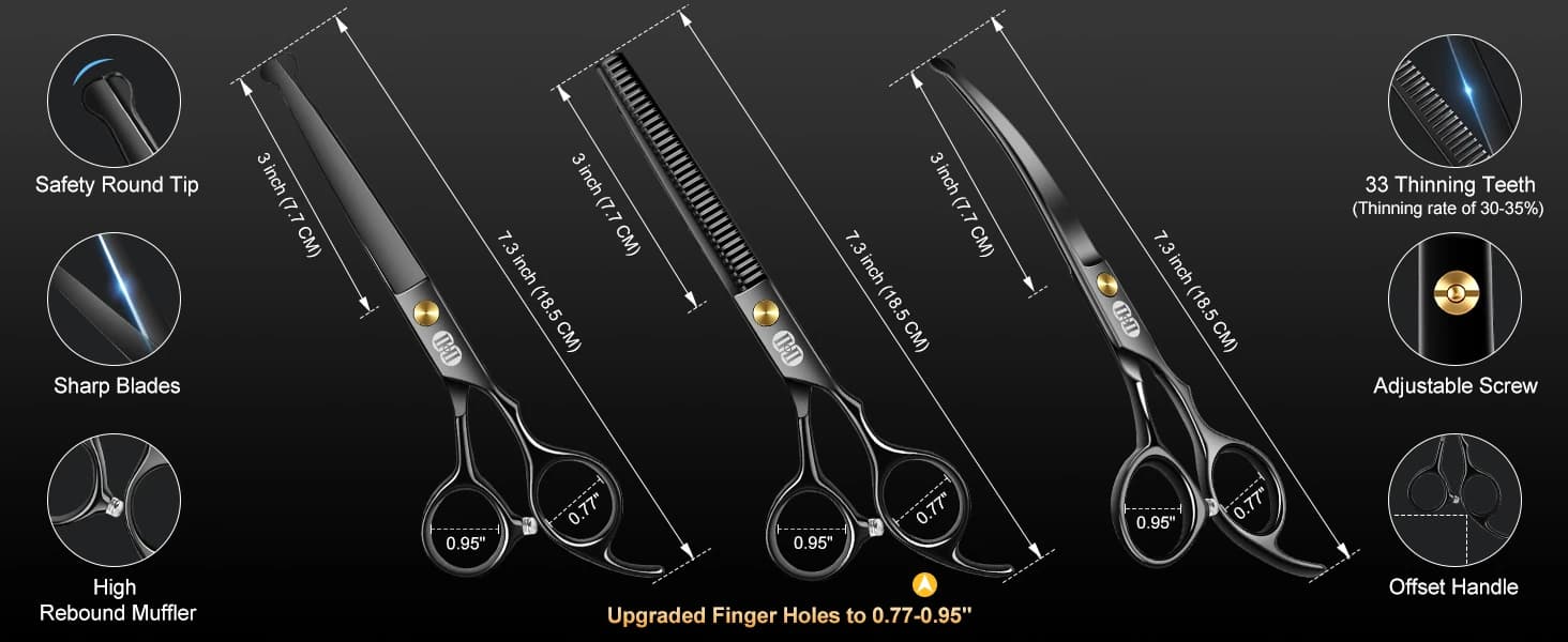 Dog Grooming Scissors Kit — 7 Inch Safety Pet Cat Shears Set — 7 Inch Professional — 6CR Safety Pet Grooming Essential Scissors *-*