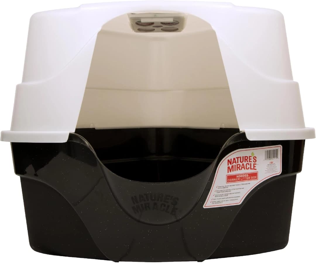 Advanced Hooded Corner Cat Litter Box with Charcoal Filter