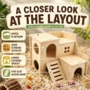Tiny Hamster Maze Wood House Fun Slide House — Double-Decker Hut for Dwarf Gerbil Mouse Mice Rat Small