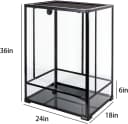 24" x 18" x 36" Reptile Tall Glass Terrarium Rainforest Habitat Double Hinge Door with Screen Ventilation 67