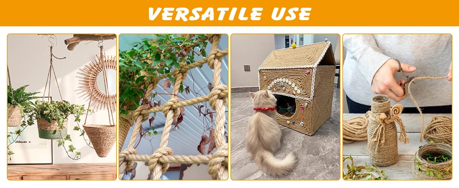 Natural Sisal Rope for Cat Scratcher — 1/4in x 164ft Twine for Cat Tree — product details