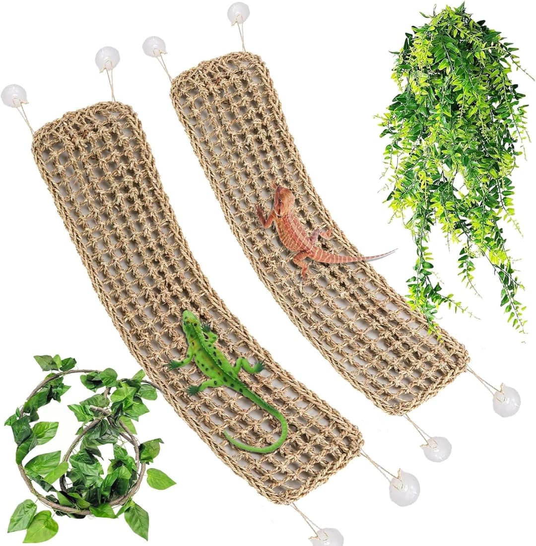 2 Pack Large Bearded Dragon Hammock,30"x7"Lizard Climbing Lounger