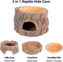 3 in 1 Reptile Hide Cave with Detachable Base and Humidity Dish