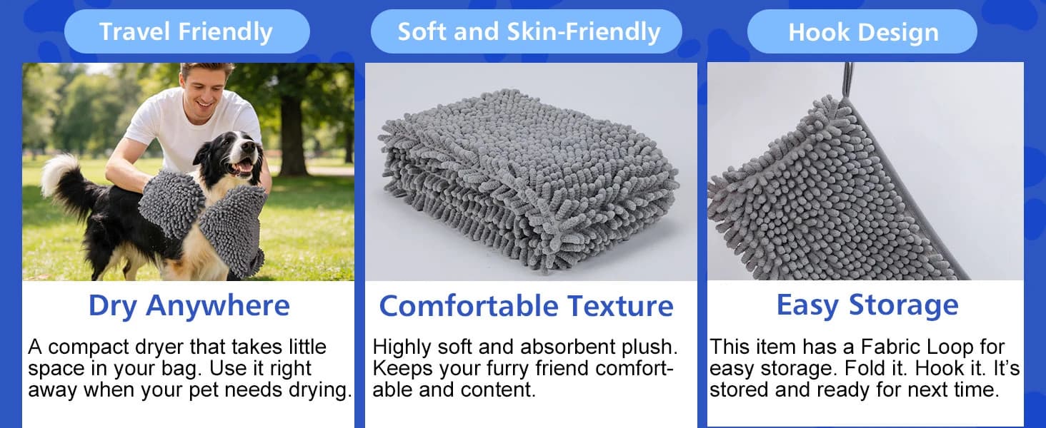 Microfiber Chenille Dog Towel 1 Pack — product details