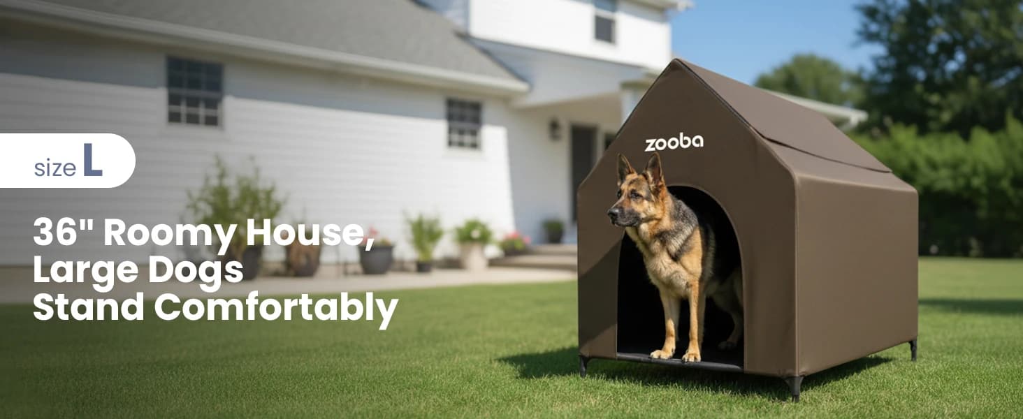 Large Dog House Outdoor — 36in Elevated 2-in-1 Cot and Canopy — collection imagery