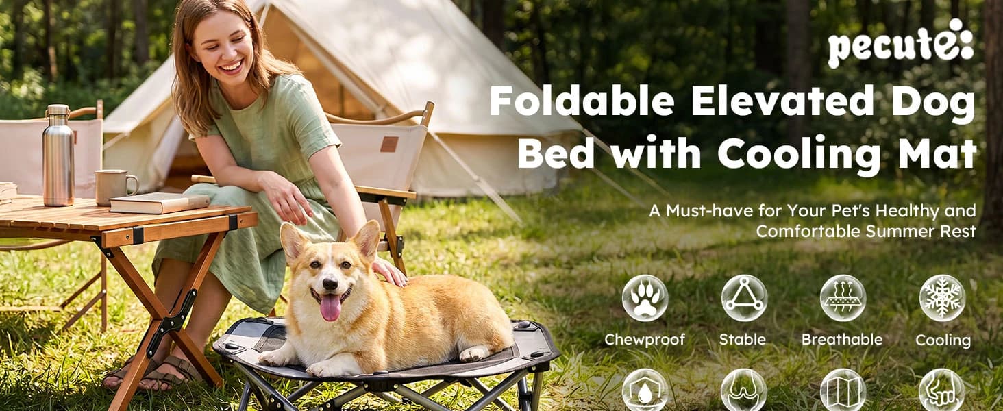 Raised Dog Bed with Cooling Mat — product details