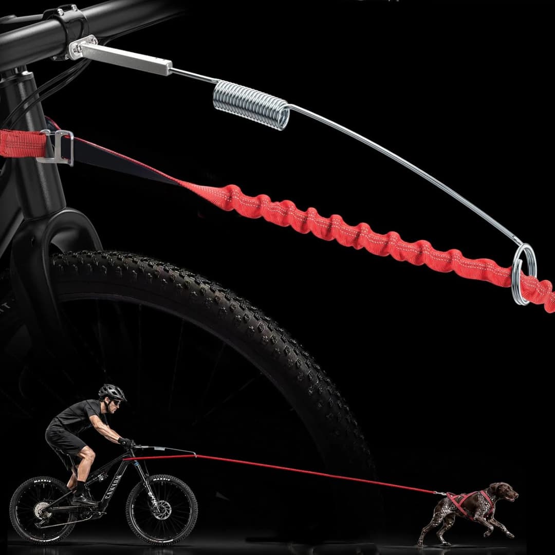 Dog Bike Leash — Shock-Absorbing Bikejoring Leash with Antenna for M/Large Dogs