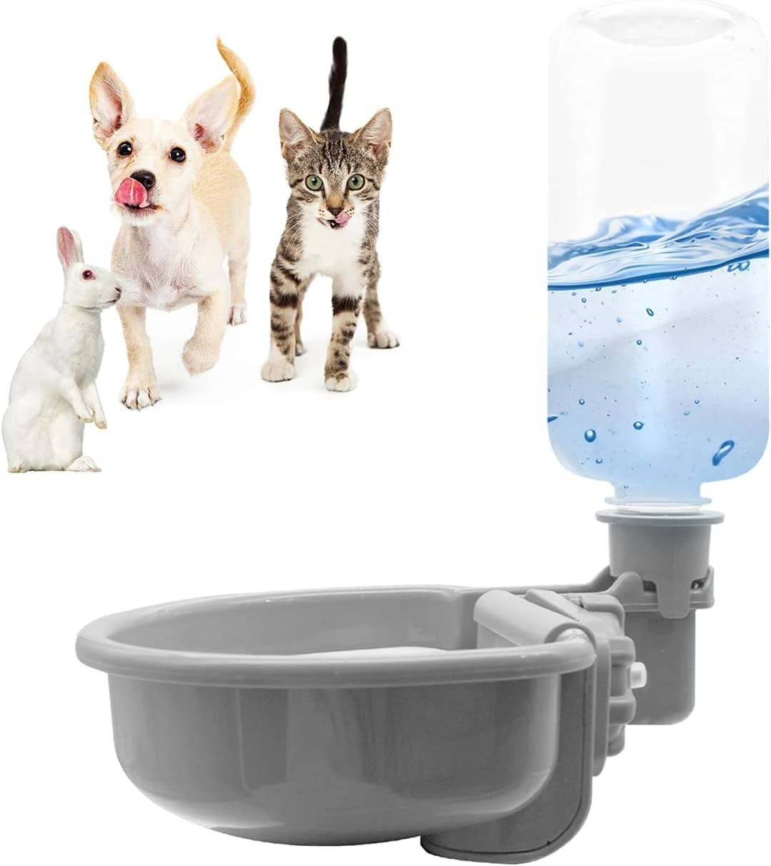 Gravity Pet Water Bowl — 16oz Anti-Splash Crate Dispenser