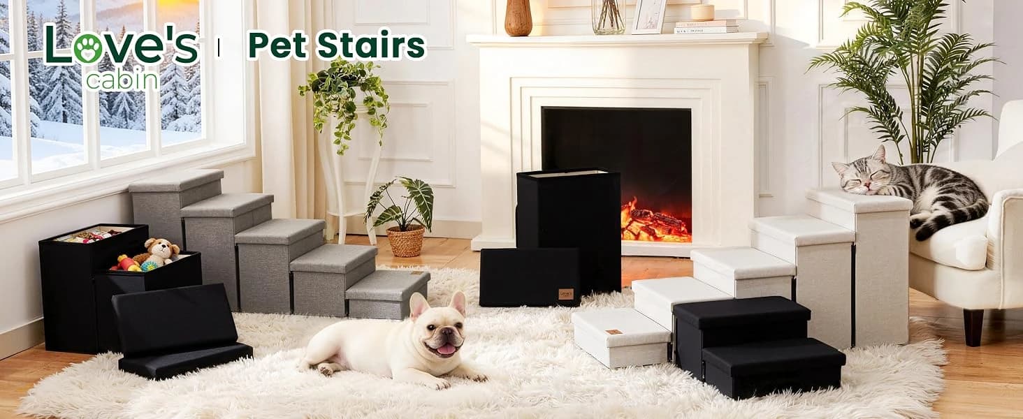Dog Stairs for High Bed, Foldable Pet Stairs for Small and Medium or Large Dogs Puppy with Storage for Bed or — product details