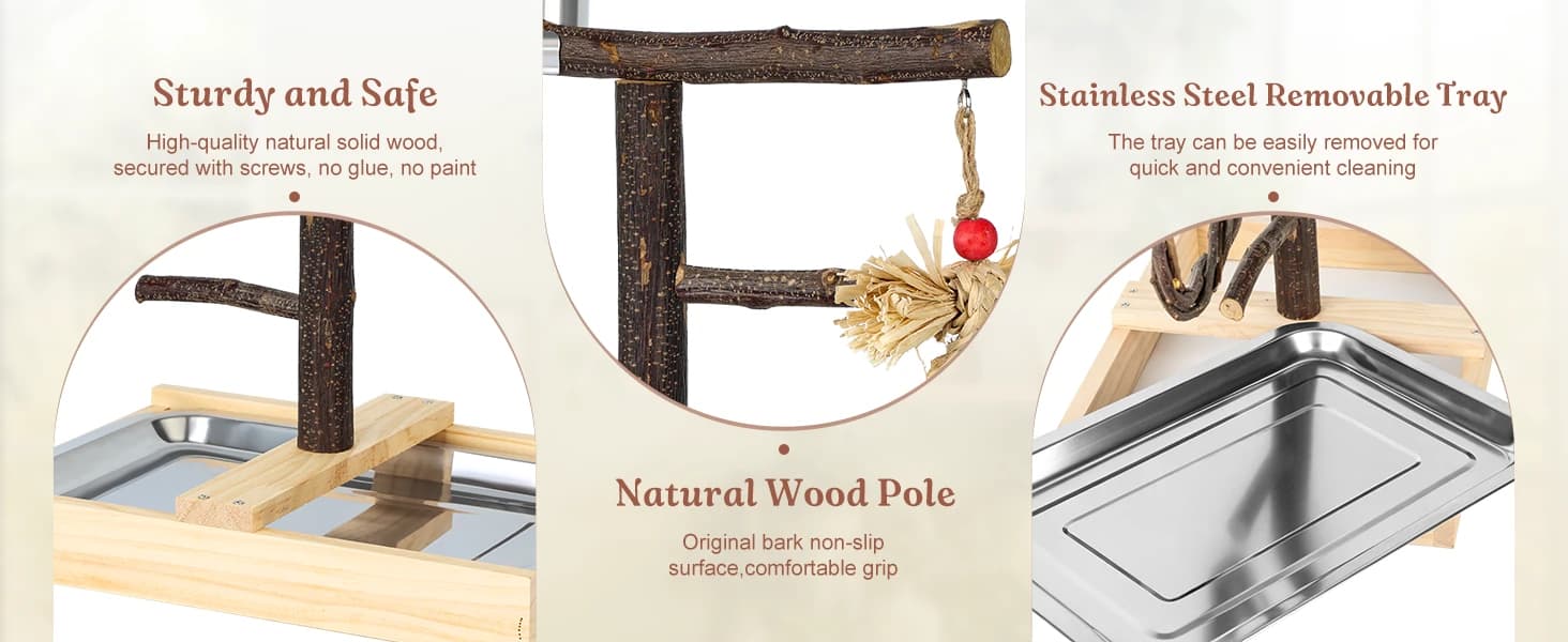 Bird Playground — Natural Wooden Parrot Play Stand — product details