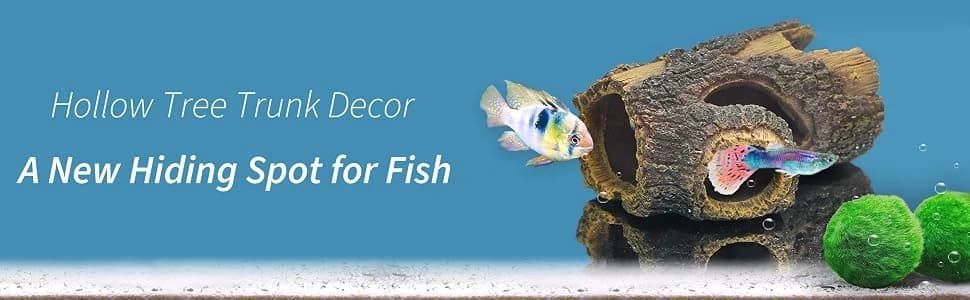 Resin Hollow Tree Trunk Betta Log Aquarium Decorations Ornament Fish House Cave Wood House Decor for Small and — collection imagery