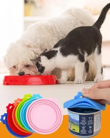 6 packs Pet Food Can Lids — Food Safe BPA-Free and Dishwasher Safe — collection imagery