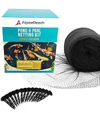 Koi Pond Netting Kit 15 x 20 ft Black Heavy Duty Woven Fine Mesh Net Cover for Leaves - Protects Koi Fish from — collection imagery