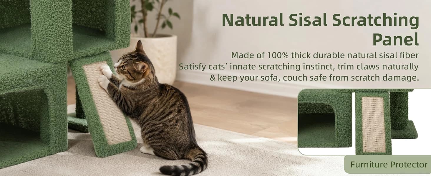 37.4" Cactus Cat Tree Tower with Twin Cat Condos for Indoor Cats — product details