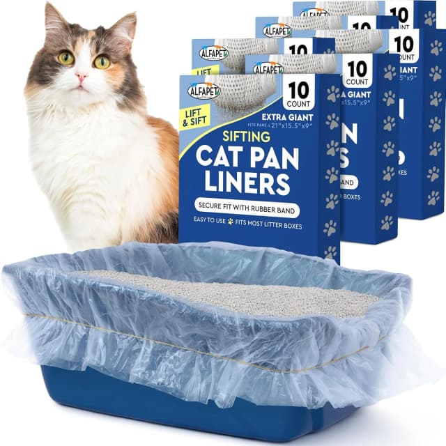 Cat Litter Box Sifting Liners - Extra Giant 60 Count - Tear-Resistant Cat Litter Bags - Waterproof Kitty Litter