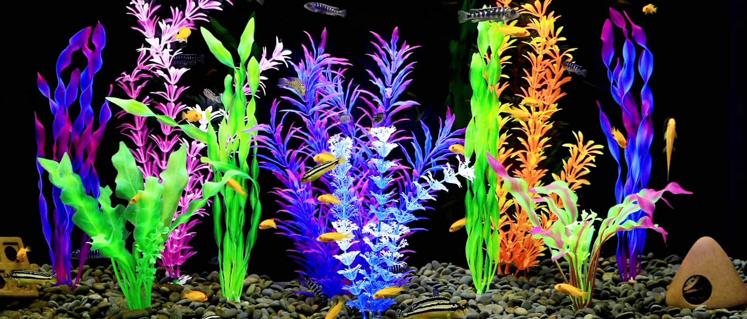 Aquarium Plants — 20 Pack Artificial Fish Tank Plants for Aquarium Decorations (Green) — collection imagery