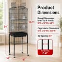 64-Inch Open Top Bird Cage for Parakeets and Cockatiels