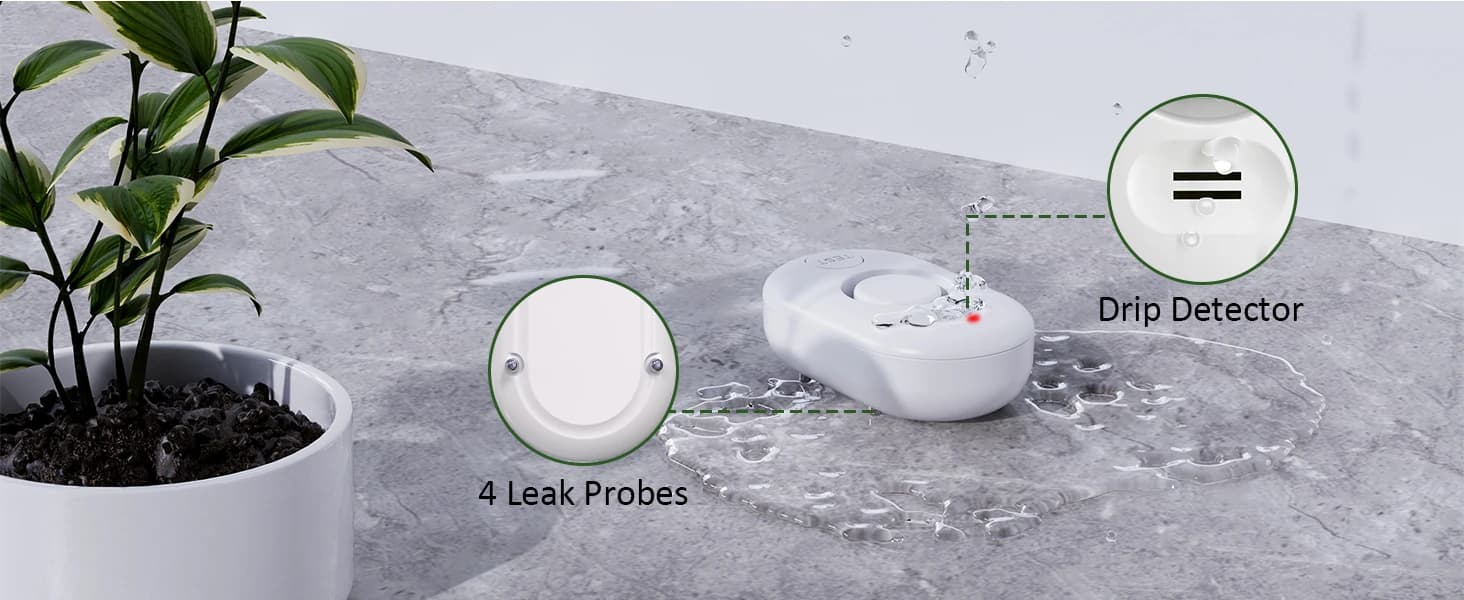 5 Pack Water Leak Detectors for Home — 100dB Water Sensor Alarm for Basement — collection imagery