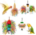 4PCS Bird Parrot Foraging Toys Parakeet Chewing Hanging Toy Shredded Paper Cage Accessories for Small Parrots