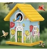 Bird Houses for Outside Real Wood-Look Resin Bird House with Hanging Chain – Waterproof and Durable Forest — collection imagery
