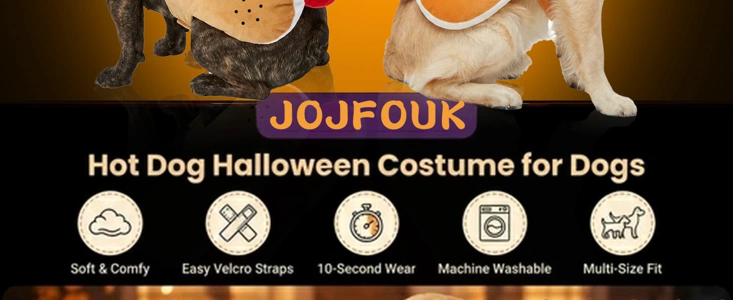 Hot Dog Costume for Dogs — Funny Hot Dog Dog Costume with Adjustable Fit — product details