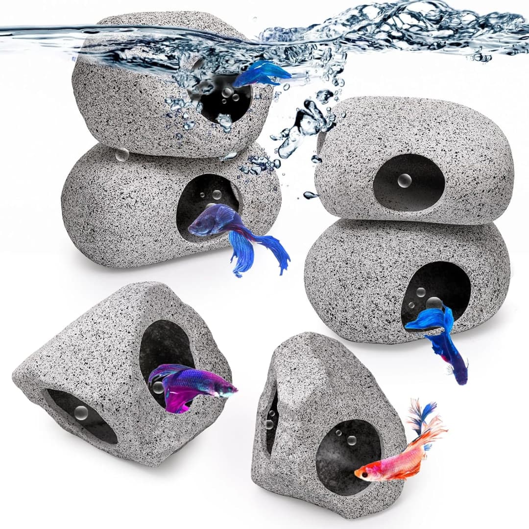 6 Pack Aquarium Decoration Rock Caves