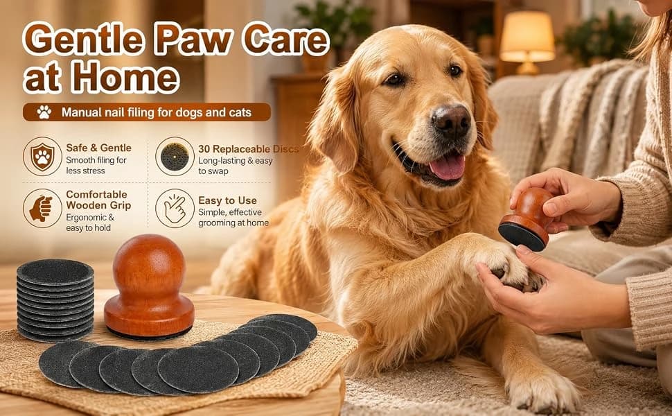 31 Pcs Dog Nail File, Wooden Manual Dog and Cat Nail Filer for Scratch Board with 30 Replaceable Discs — product details