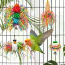 4PCS Bird Parrot Foraging Toys Parakeet Chewing Hanging Toy Shredded Paper Cage Accessories for Small Parrots