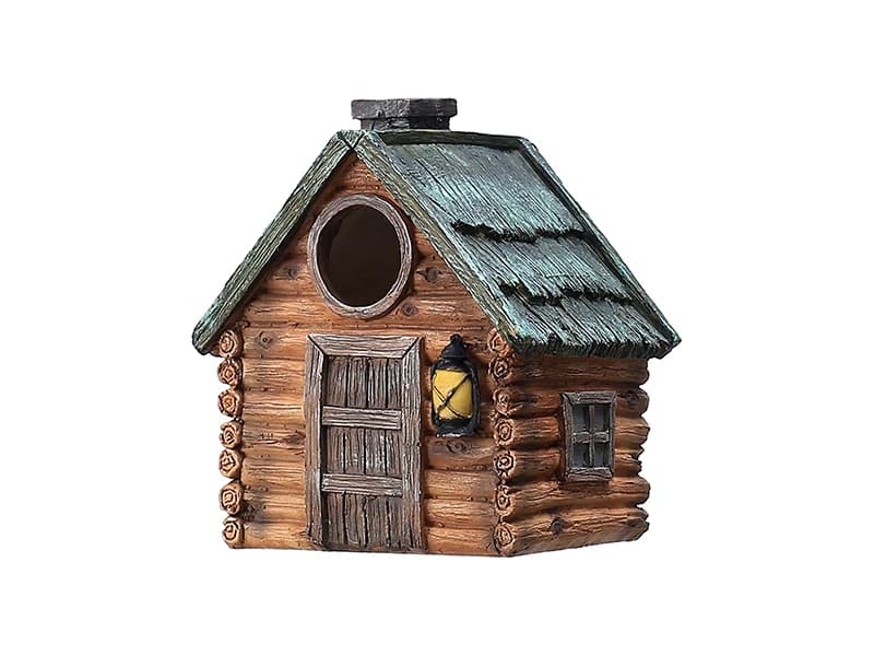 Bird Houses for Outside Real Wood-Look Resin Bird House with Hanging Chain – Waterproof and Durable Forest — Thoughtful Design for Birds and Bird Lovers