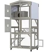 Outdoor Cat Catio Enclosures Large Wooden Cat House Patio for Indoor Cats Feral Cat Shelter with 2 Espace Doors — collection imagery